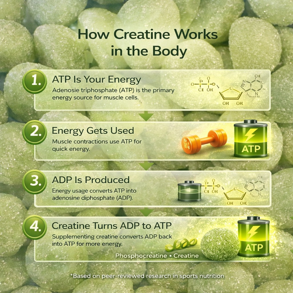 Unleashed Creatine Gummies Sugar Free - Green Apple