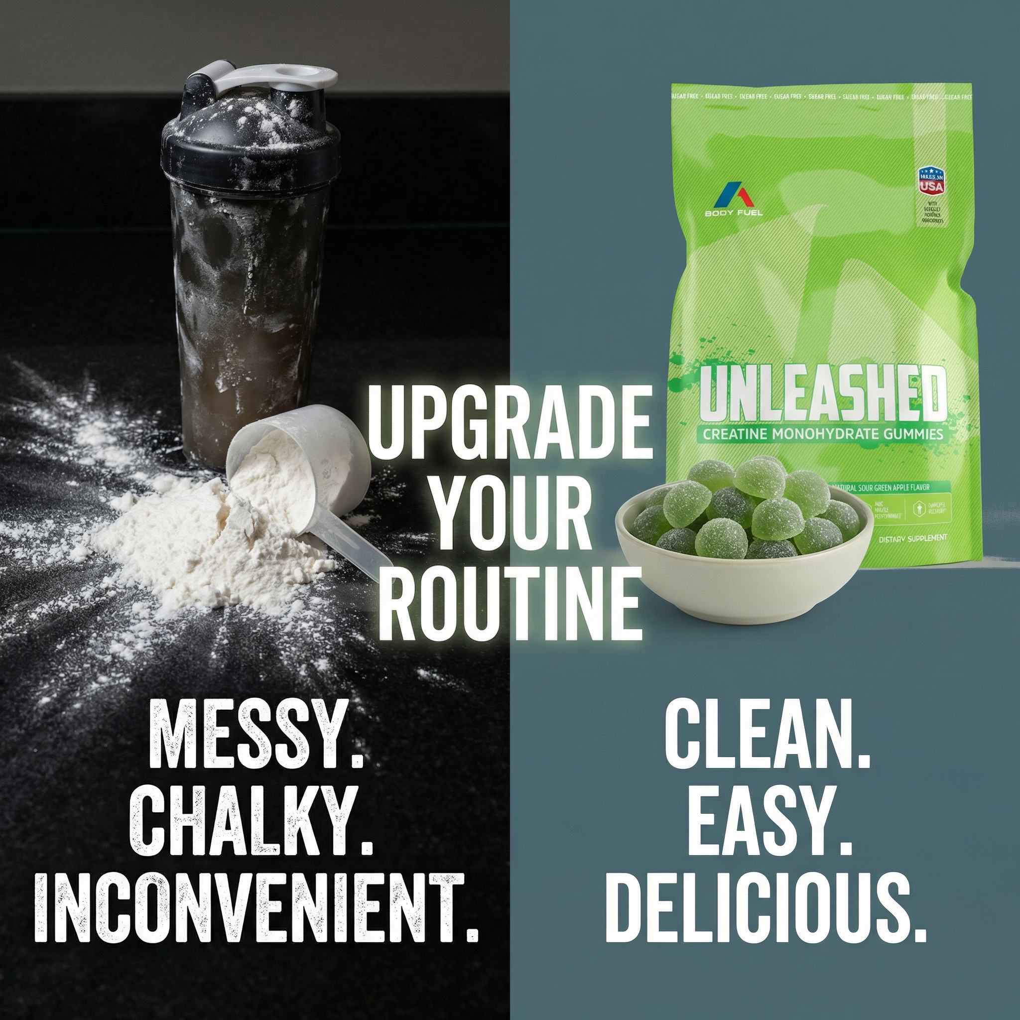 Unleashed Creatine Gummies – 5,000mg Creatine Monohydrate – Sugar-Free Green Apple