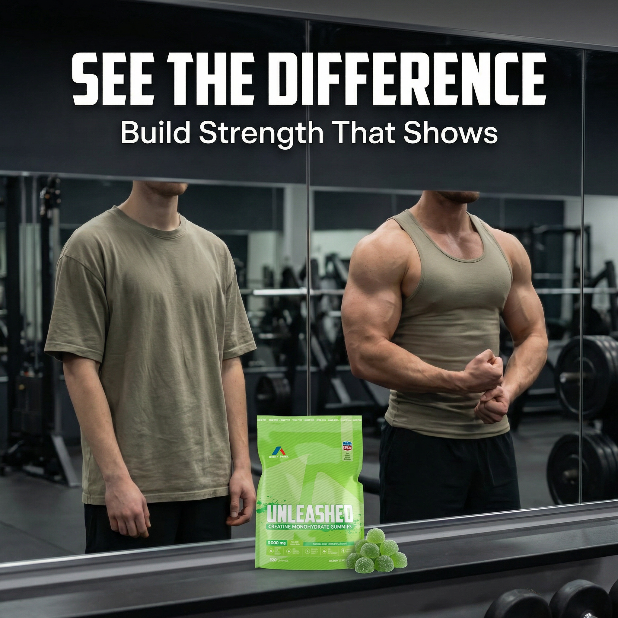 Unleashed Creatine Gummies – 5,000mg Creatine Monohydrate – Sugar-Free Green Apple