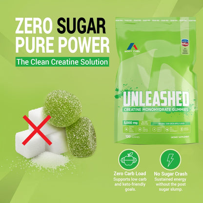 Unleashed Creatine Gummies Sugar Free - Green Apple