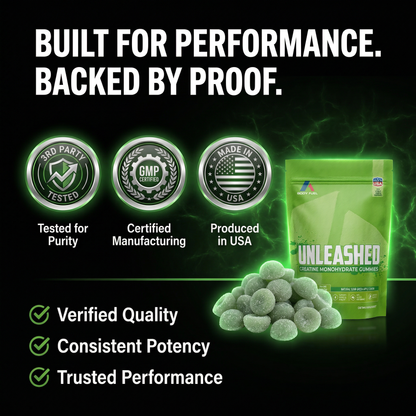 Unleashed Creatine Gummies – 5,000mg Creatine Monohydrate – Sugar-Free Green Apple